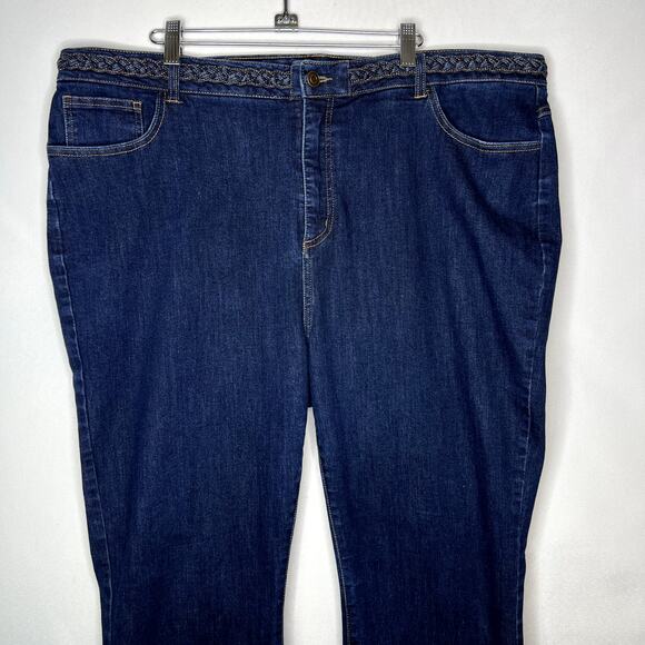 ModCloth Plus Sized Womans Dark Washed Braided Heritage Flared Jeans Size 22W - Picture 2 of 12